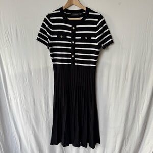 Zesica Black and White Striped Dress